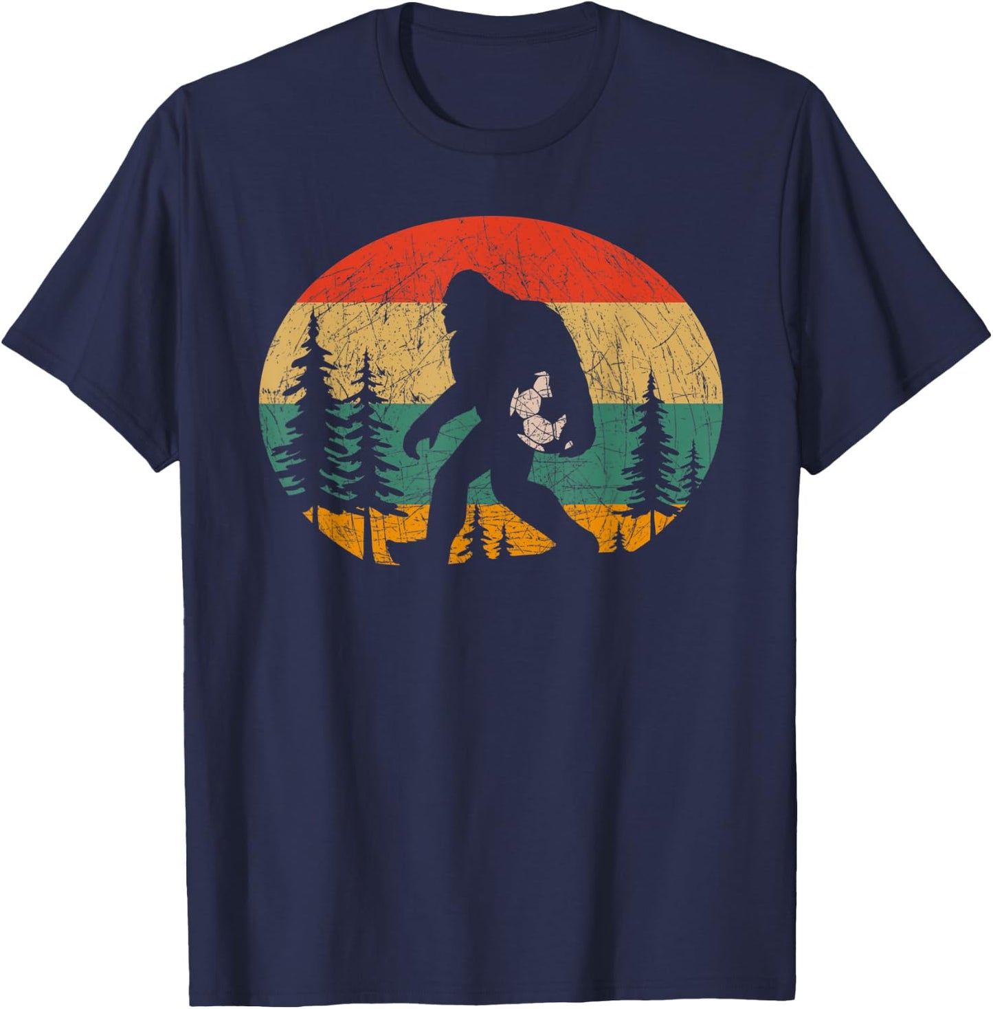 Vintage Sasquatch Soccer For Soccer Player Bigfoot Lovers T-Shirt - T-Shirt | Navy