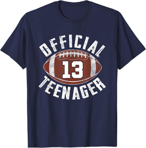 Official Teenager 13 Year Old Football Player 13th Birthday T-Shirt - T-Shirt | Navy