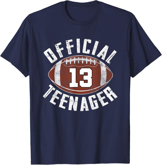 Official Teenager 13 Year Old Football Player 13th Birthday T-Shirt - T-Shirt | Navy