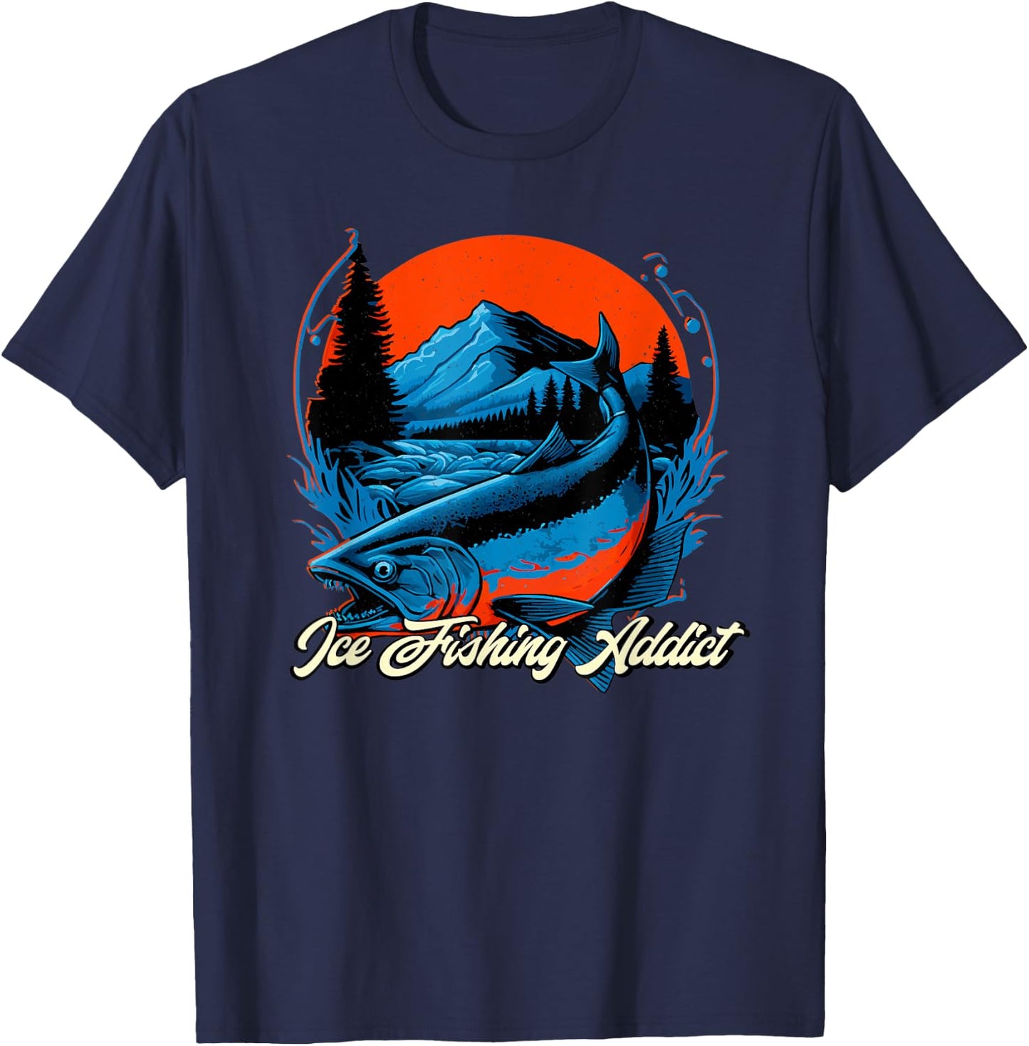 Ice Fishing Funny Fisherman Fisher T-Shirt - T-Shirt | Navy