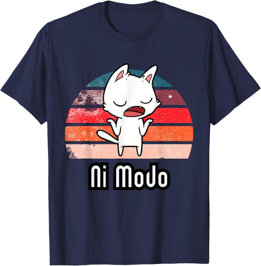 Ni Modo Shrugging Cat T-Shirt - T-Shirt | Navy