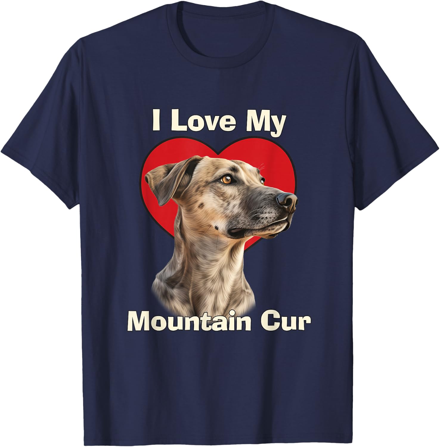 I Love My Mountain Cur Puppy Dog Women Kids T-Shirt - T-Shirt | Navy