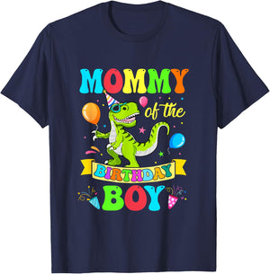 Mommy of The Birthday Boy T-Rex Dinosaur Birthday Party T-Shirt - T-Shirt | Navy