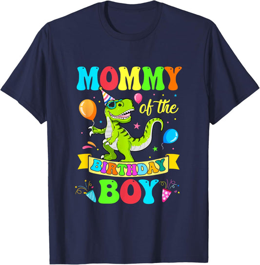 Mommy of The Birthday Boy T-Rex Dinosaur Birthday Party T-Shirt - T-Shirt | Navy