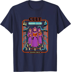 Steven Rhodes Cult Book Club Reading Circle Retro Dark Humor T-Shirt - T-Shirt | Navy