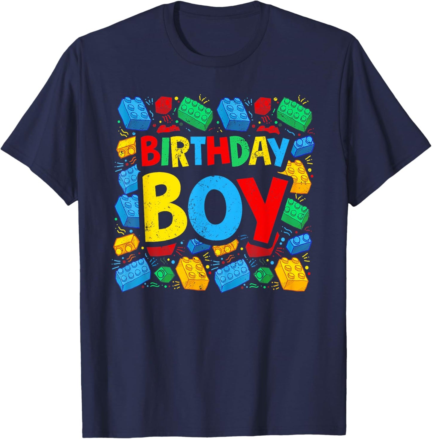 Birthday Boy Brick Builder Funny Blocks Master Builder T-Shirt - T-Shirt | Navy