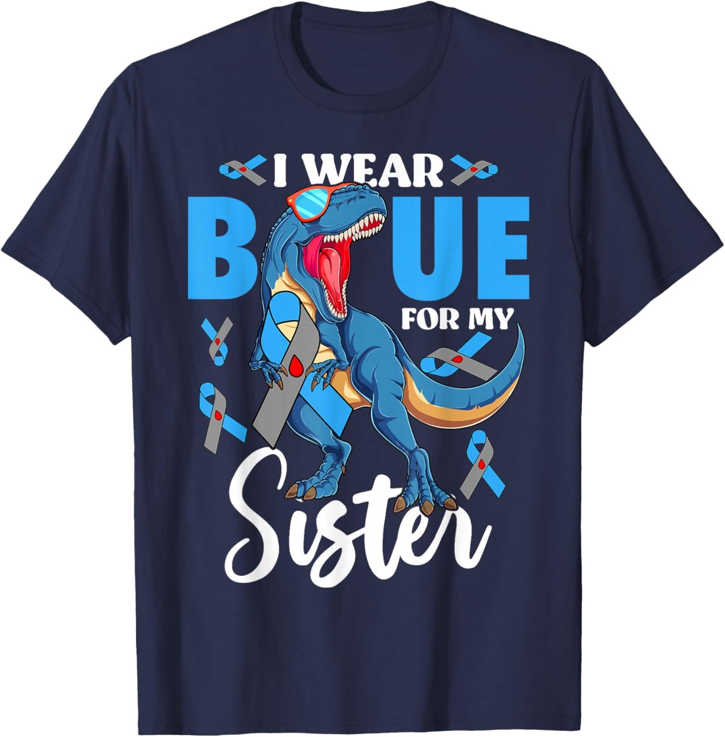 I Wear Blue For My Sister Type 1 Diabetes Awareness T-Shirt - T-Shirt | Navy