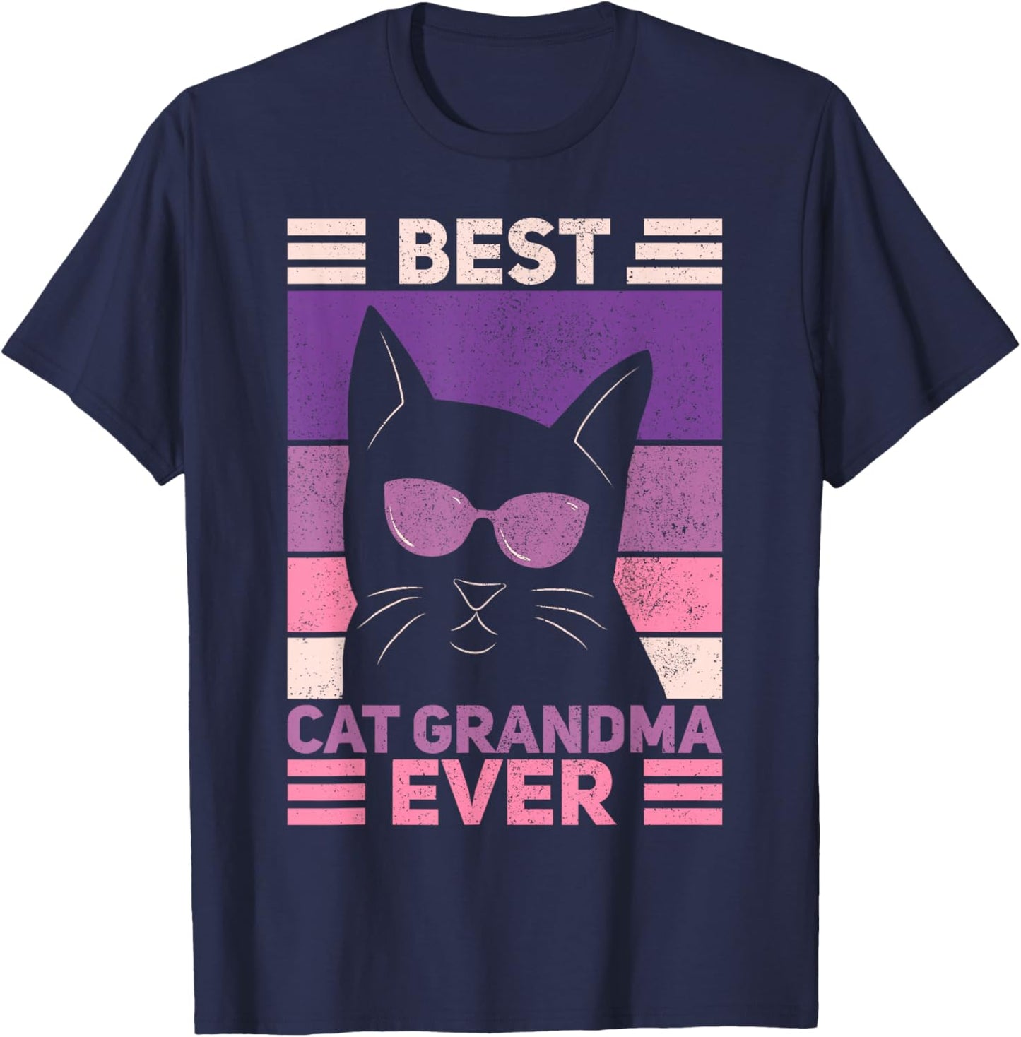Best Cat Grandma Ever Women Cat Lover Funny Black Cat Themed T-Shirt - T-Shirt | Navy