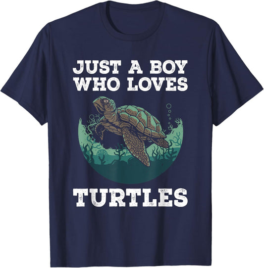 Funny Sea Turtles Design For Boys Kids Men Tortoise Lover T-Shirt - T-Shirt | Navy