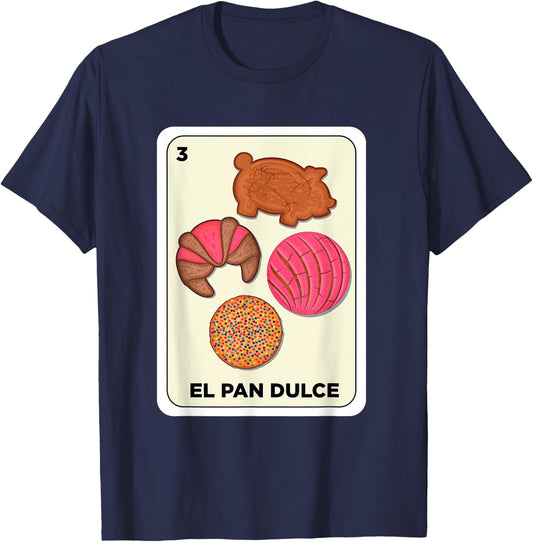 Pan Dulce Conchas Mexican Spanish Bingo Card El Pan Dulce T-Shirt - T-Shirt | Navy