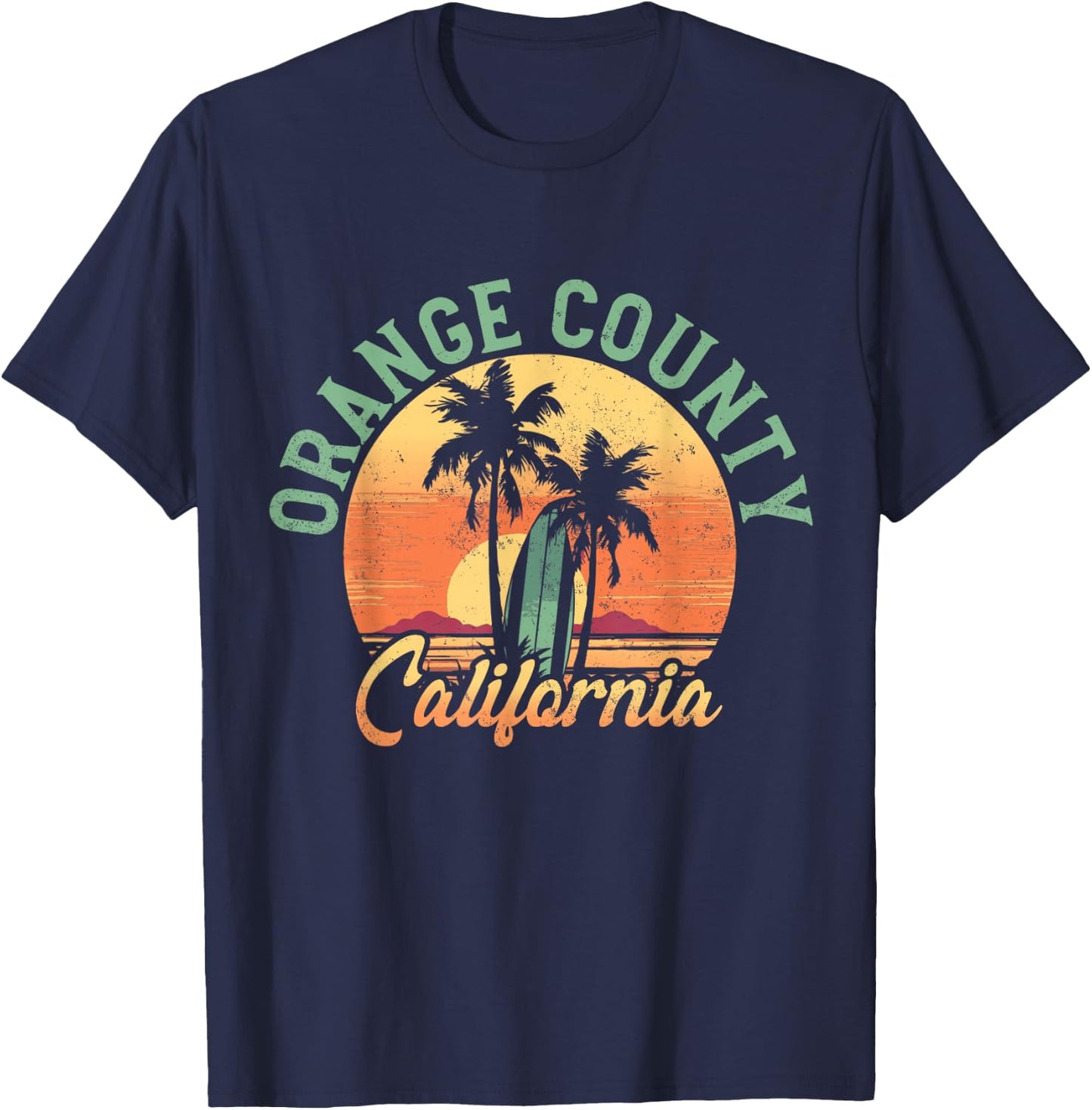 Orange County California Retro Surfer Vintage Beach T-Shirt - T-Shirt | Navy