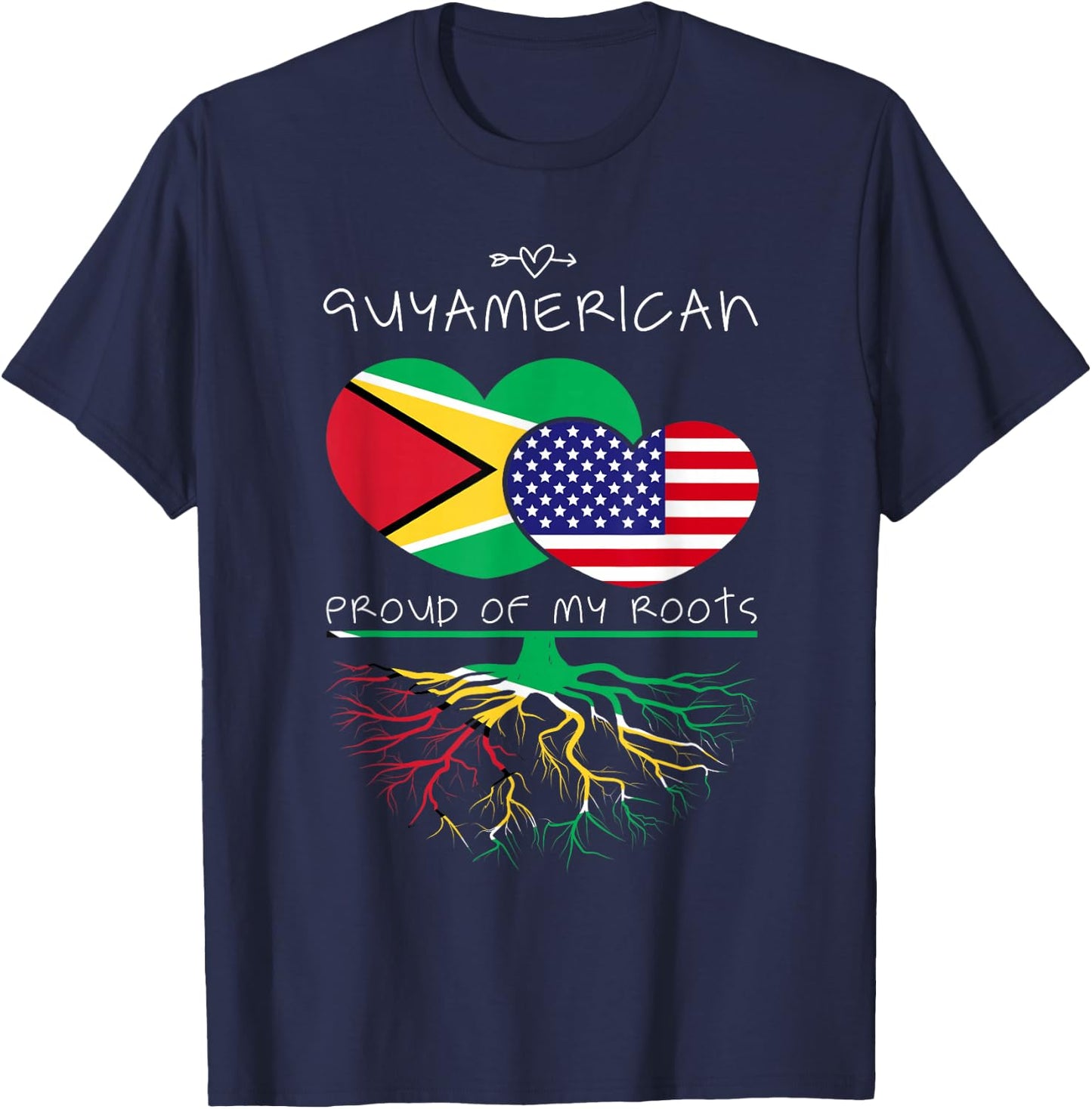 Guyana USA Proud of Both Countries Guyamerican T-Shirt - T-Shirt | Navy