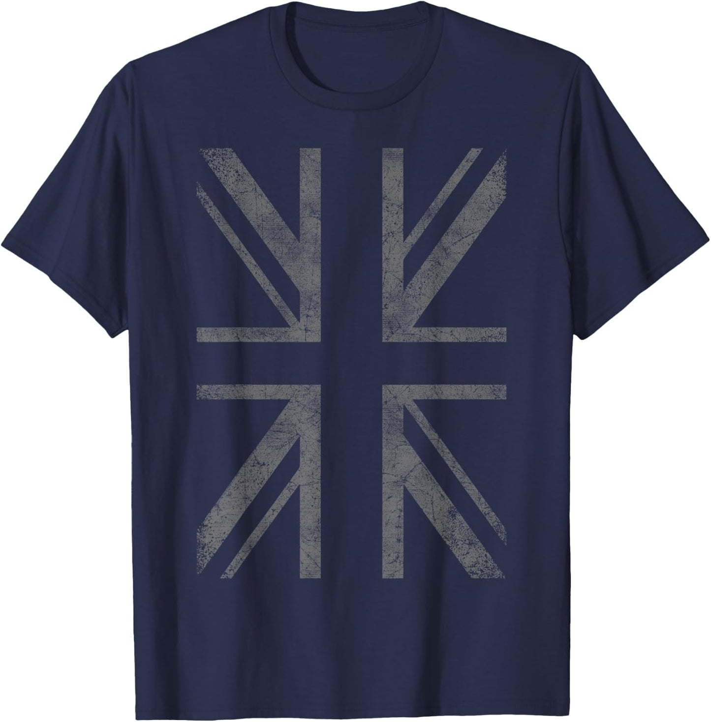 Retro Black Union Jack Vintage British Flag Great Britain UK T-Shirt - T-Shirt | Navy