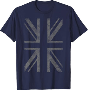 Retro Black Union Jack Vintage British Flag Great Britain UK T-Shirt - T-Shirt | Navy
