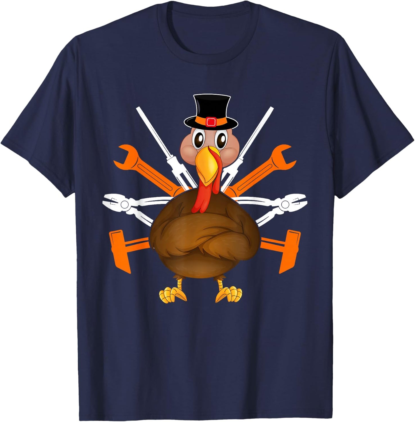 Thanksgiving Mechanic Turkey Matching Autumn Family Group T-Shirt - T-Shirt | Navy