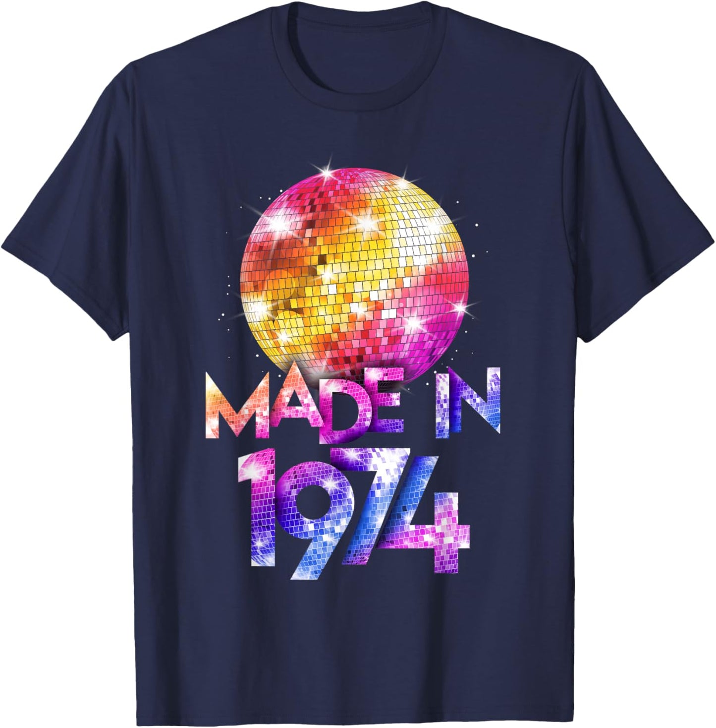Women 80s Birthday Retro Disco Vibes 1974 T-Shirt - T-Shirt | Navy