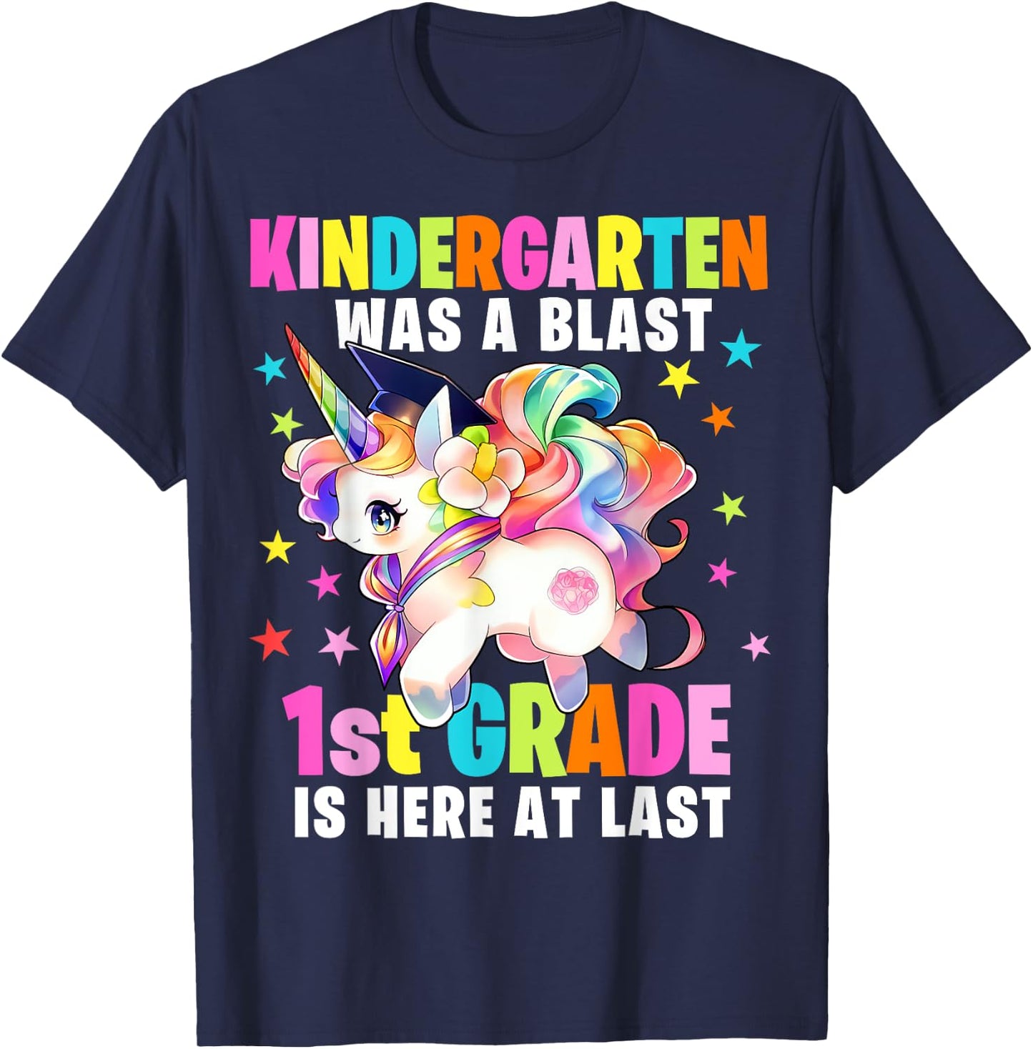 Kindergarten Graduation Unicorn Kindergarten Graduate Girls T-Shirt - T-Shirt | Navy
