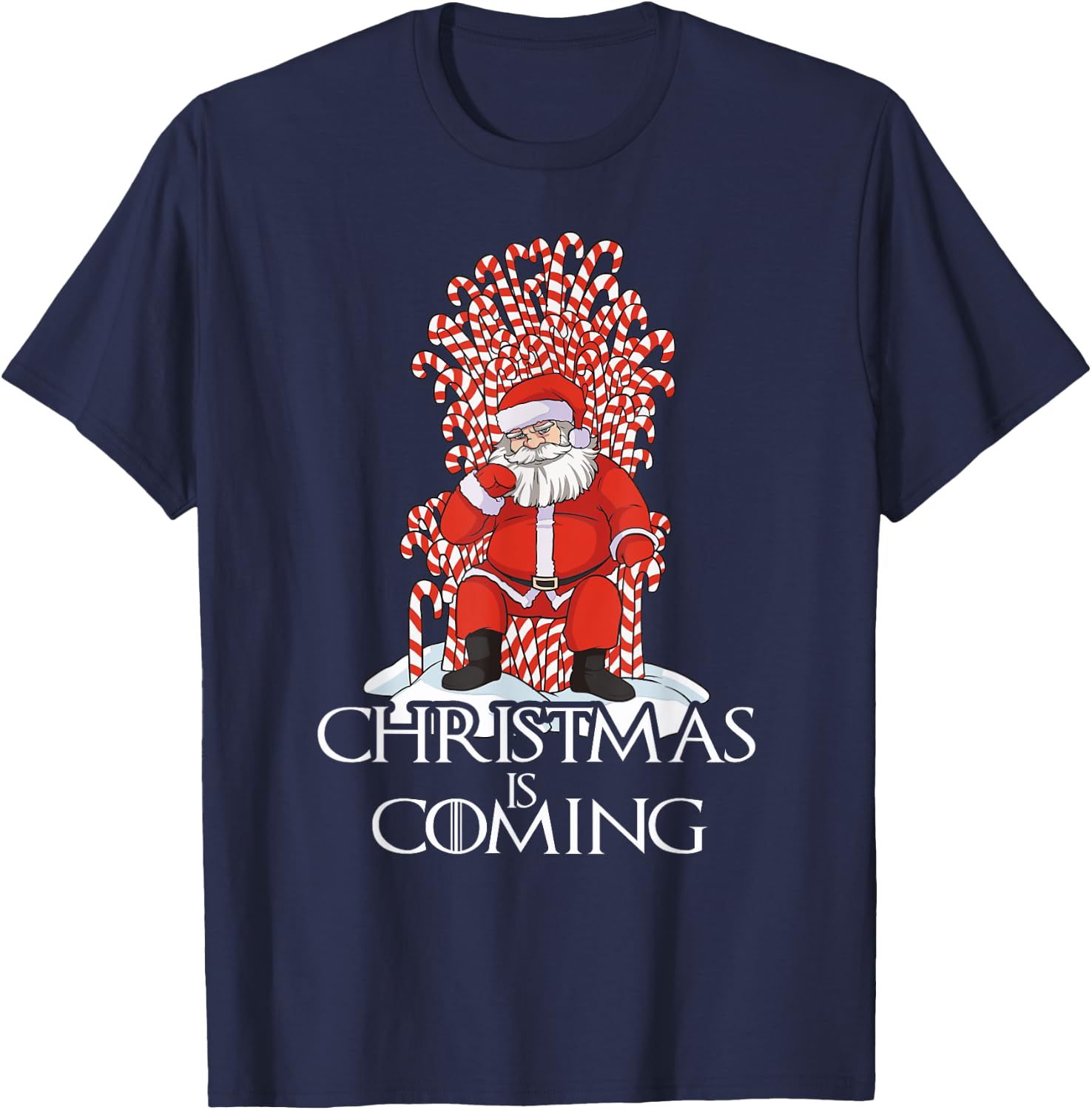 Christmas is coming funny santa claus candy canes T-Shirt - T-Shirt | Navy