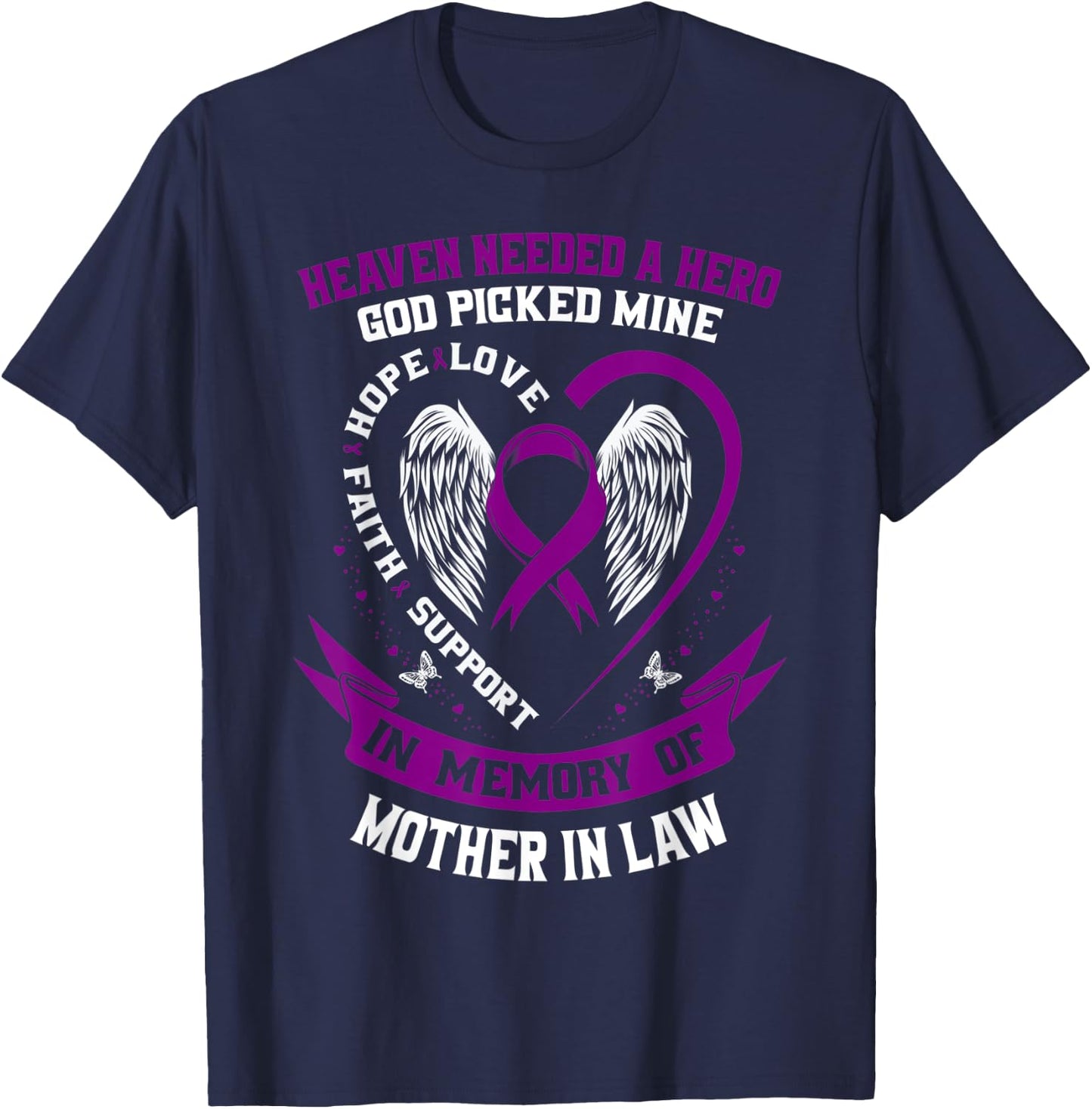 Purple In Memory of my Mother In Law Pancreatic Cancer Gifts T-Shirt - T-Shirt | Navy