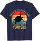 Easily Distracted By Turtles Vintage Funny Turtle T-Shirt - T-Shirt | Navy