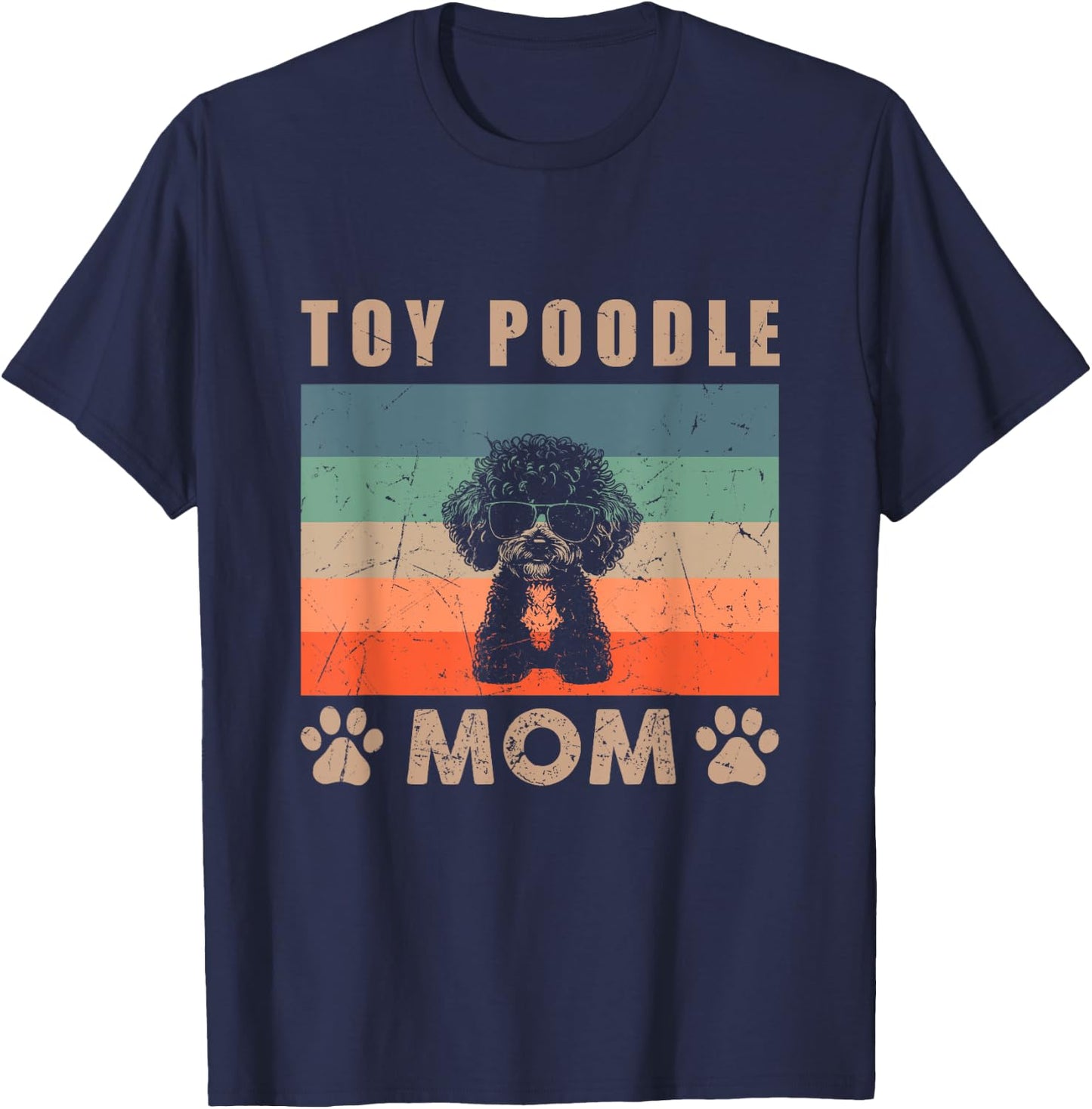 Vintage Toy Poodle Mom Gifts Funny Dog Mom Lover Mothers Day Women Kids T-Shirt - T-Shirt | Navy