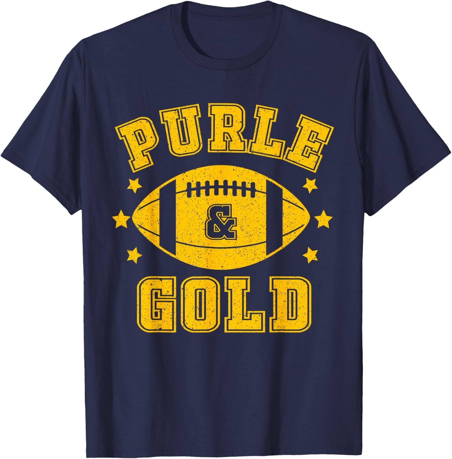 On Gameday Football We Wear Purple And Gold School Spirit T-Shirt - T-Shirt | Navy