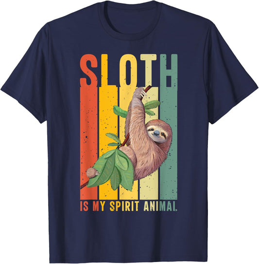 Sloth is my Spirit Animal lazy cute Sloth T-Shirt - T-Shirt | Navy