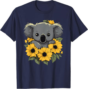 Koala Bear Sunflower Art Koalas Lover Men T-Shirt - T-Shirt | Navy