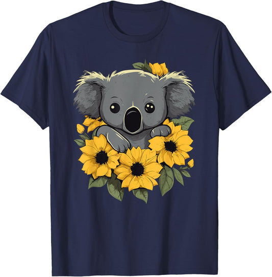 Koala Bear Sunflower Art Koalas Lover Men T-Shirt - T-Shirt | Navy