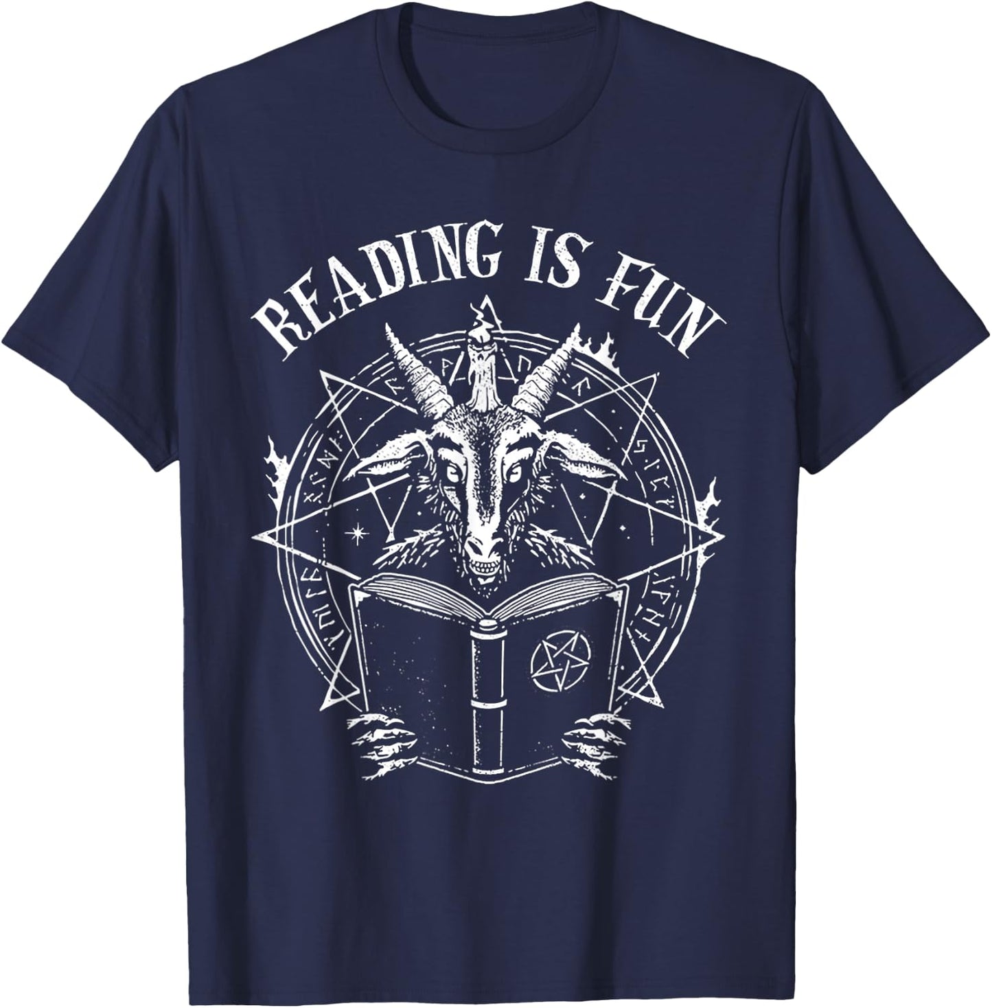Baphomet Reading is Fun T-Shirt - T-Shirt | Navy