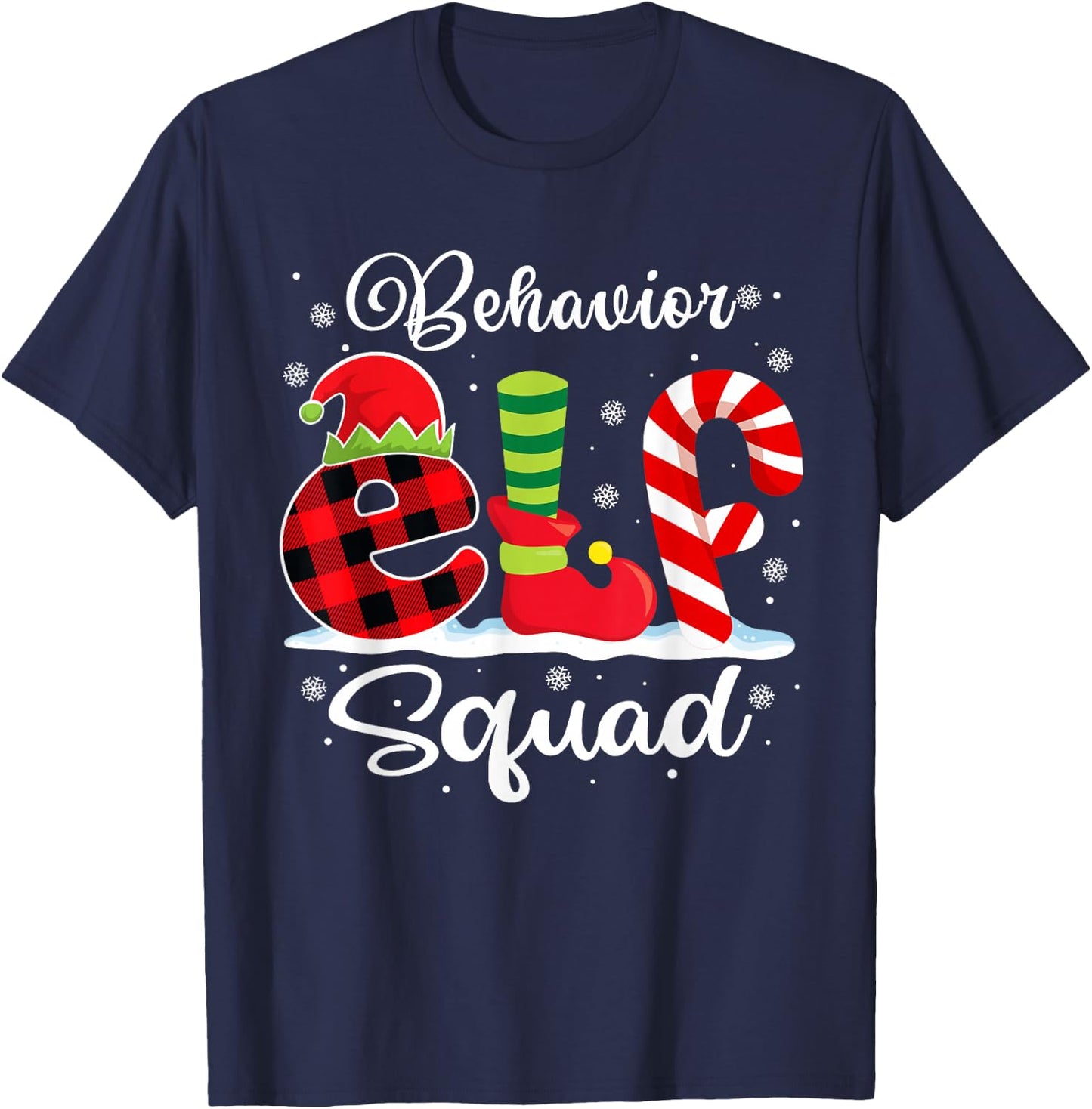 Behavior Elf Squad Christmas Behavior Tech Matching T-Shirt - T-Shirt | Navy