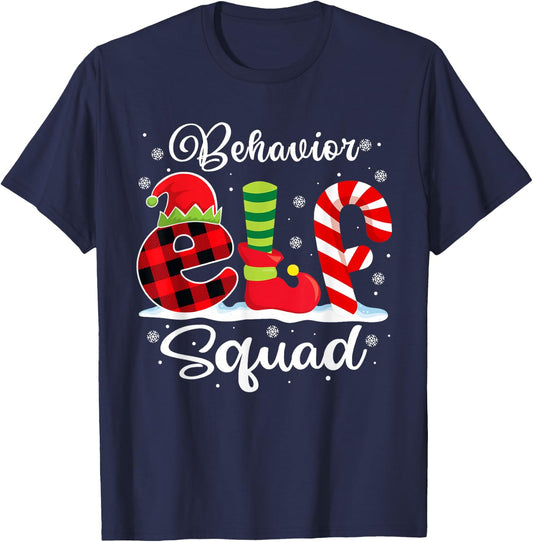 Behavior Elf Squad Christmas Behavior Tech Matching T-Shirt - T-Shirt | Navy