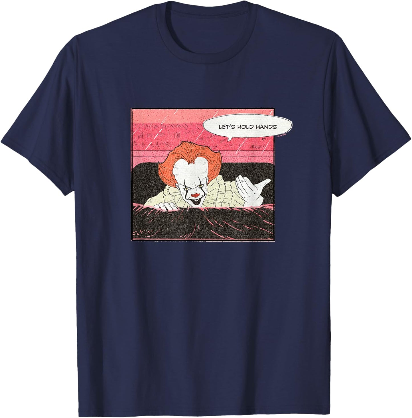 It Valentine's Day Let's Hold Hands Pennywise Retro Drawing T-Shirt - T-Shirt | Navy