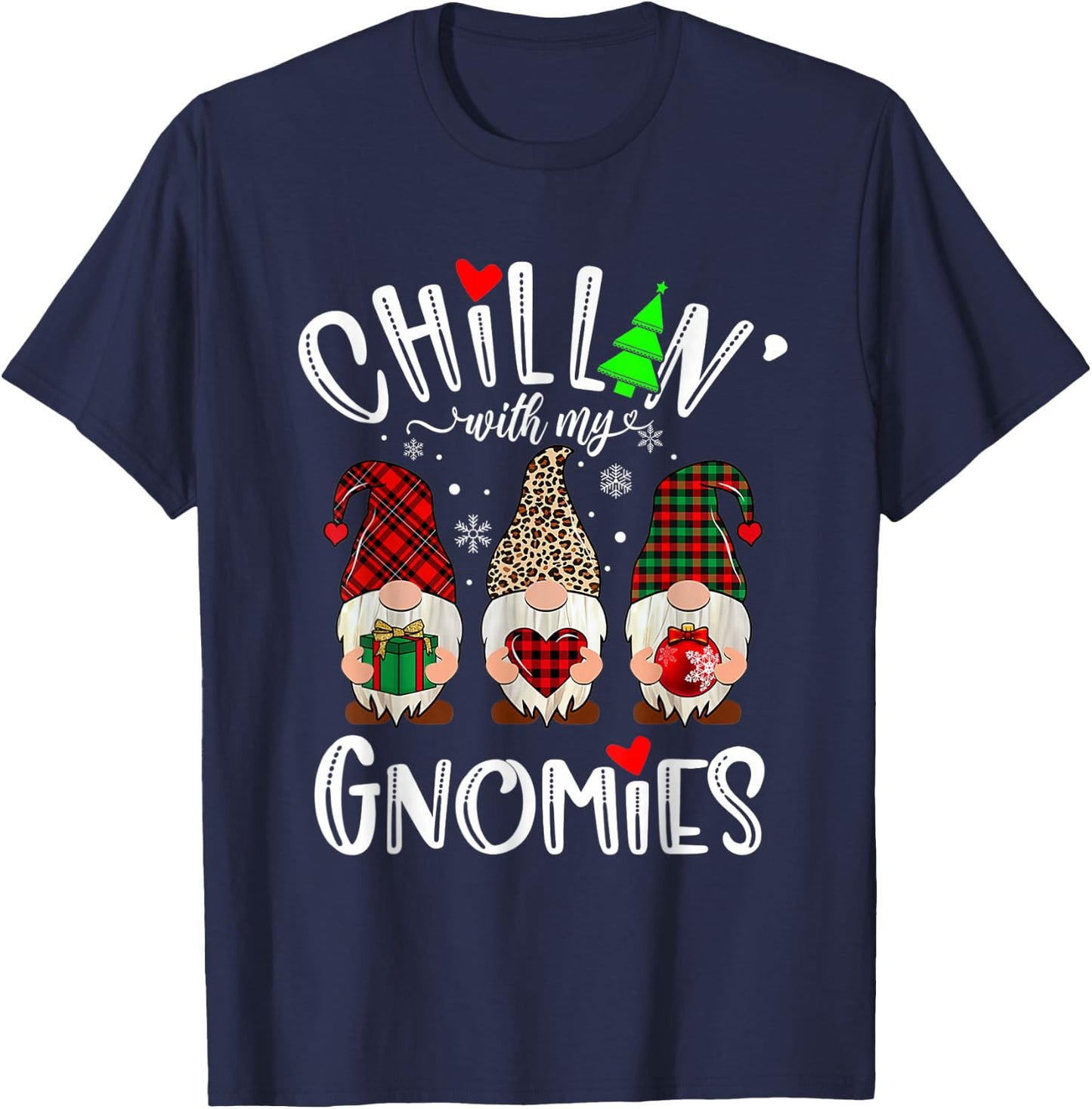 Chillin With My Gnomies Christmas Gnome Family Matching Xmas T-Shirt - T-Shirt | Navy