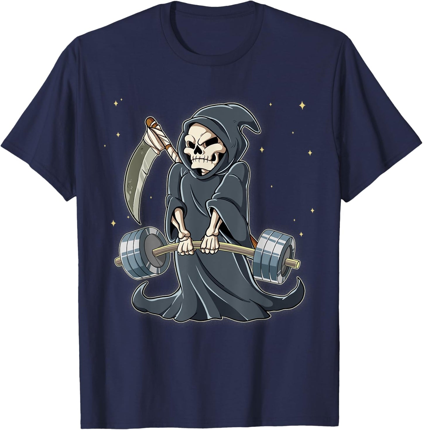 Grim Reaper Gym Weight Training Deadlift T-Shirt - T-Shirt | Navy