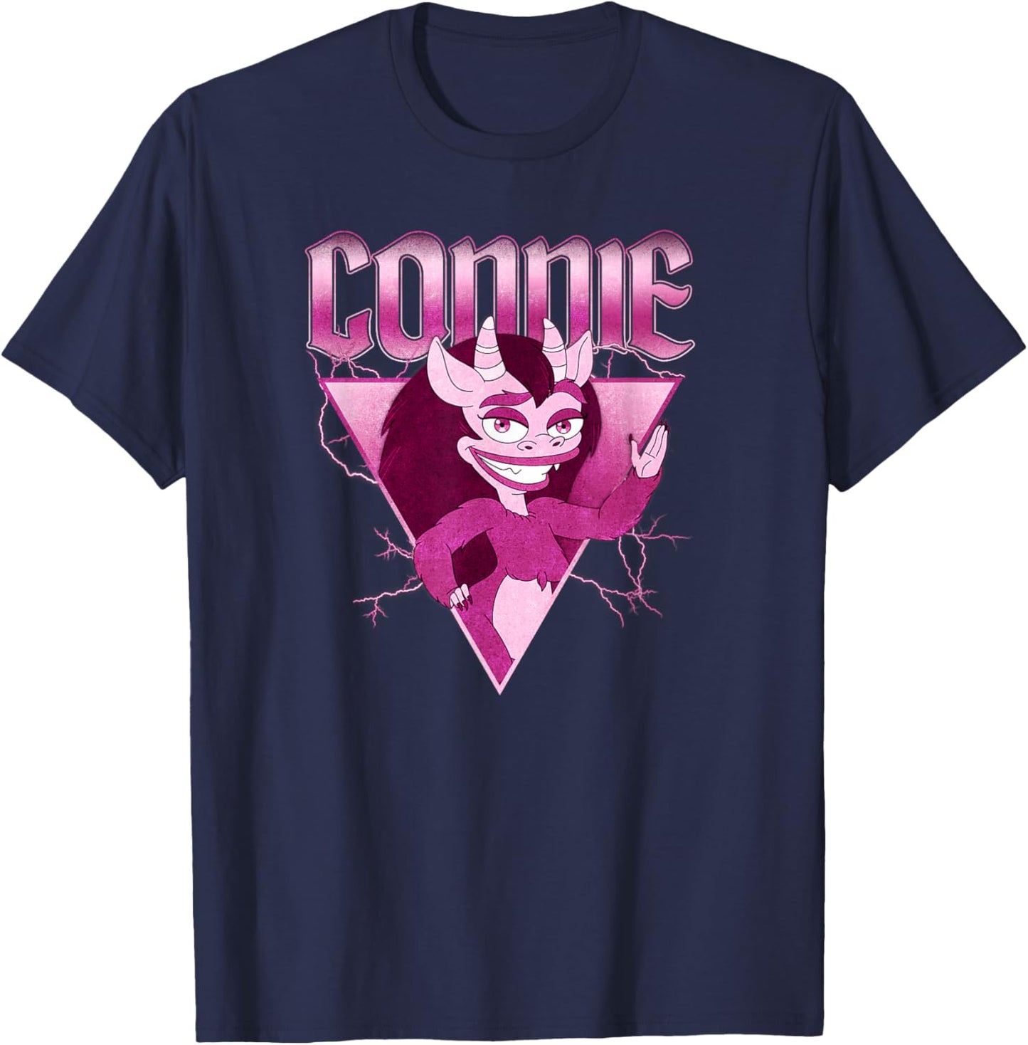 Big Mouth Hormone Monster Connie Distressed Portrait T-Shirt - T-Shirt | Navy