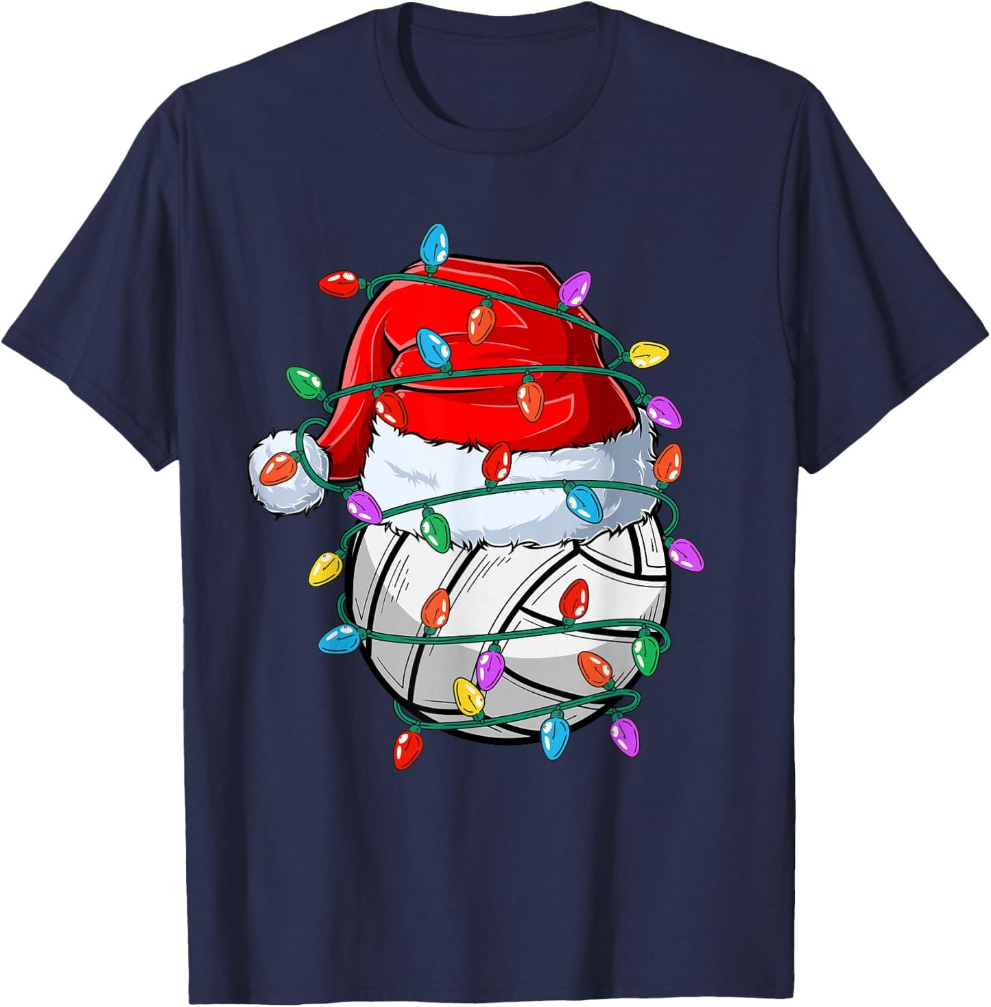 Christmas Volleyball Xmas Santa Sports Hat Ball Kids Boy Men T-Shirt - T-Shirt | Navy