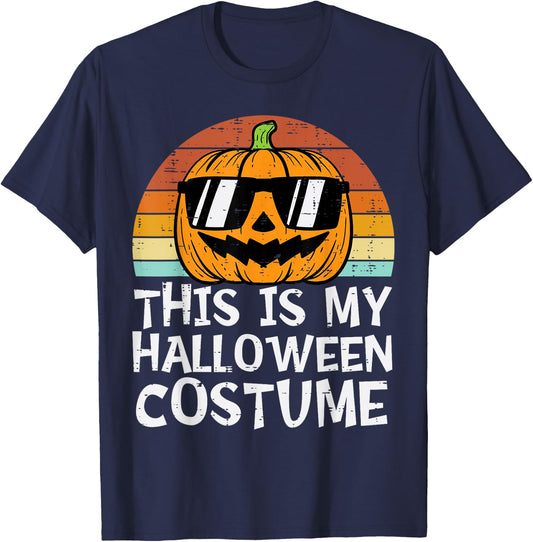 This Is My Halloween Costume Pumpkin Retro Halloween Costume T-Shirt - T-Shirt | Navy