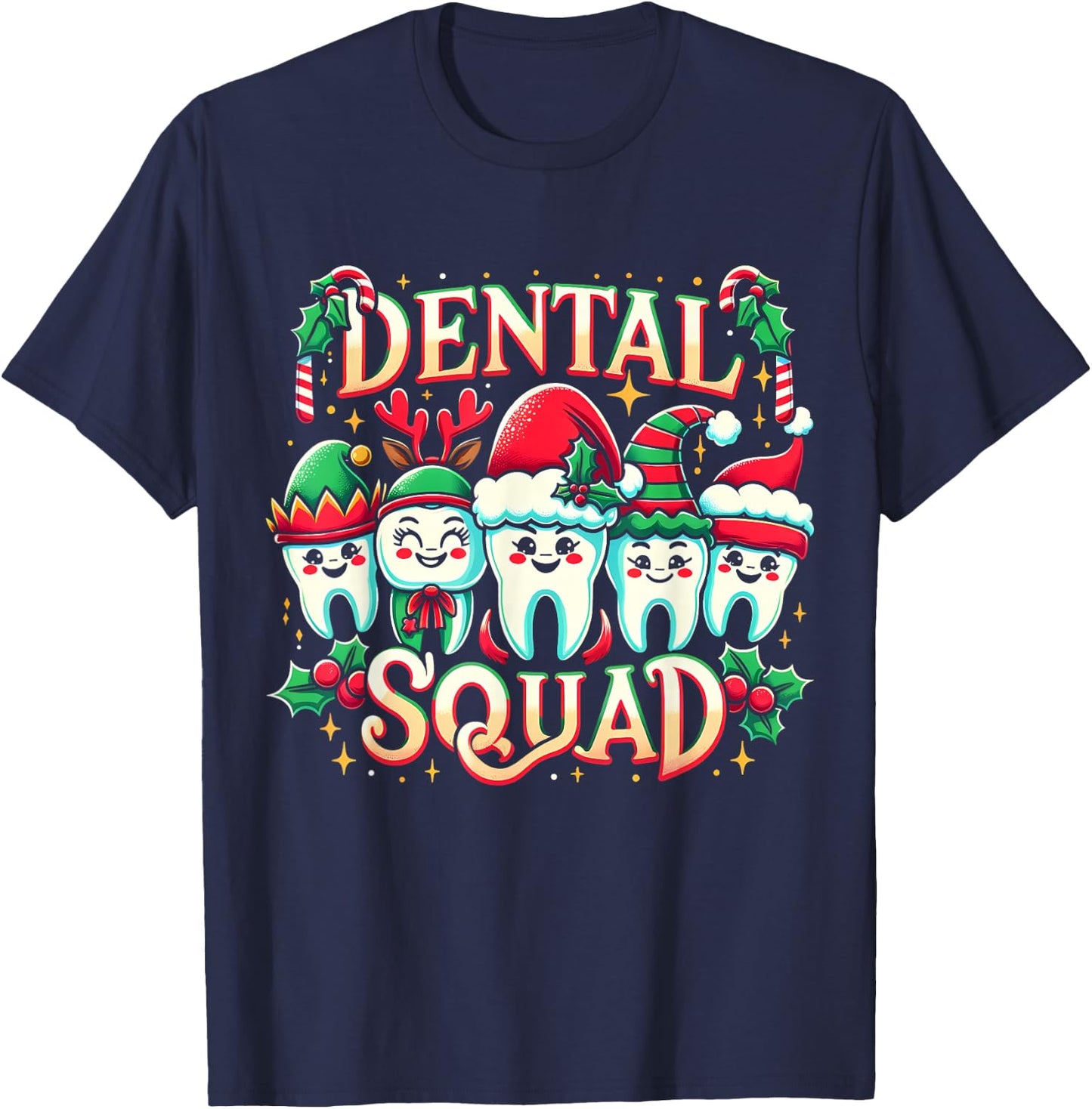 Jolly Dental Squad Christmas Team Spirit Merry Dentistry T-Shirt - T-Shirt | Navy