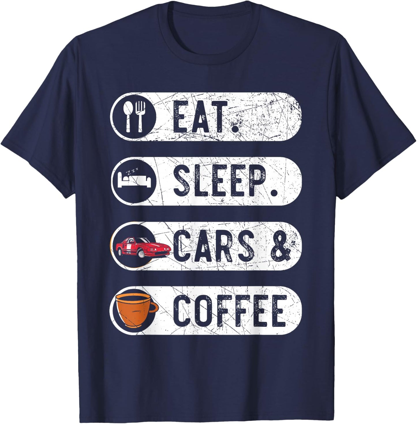 Car Coffee Caffeine Car Enthusiast Car Racing T-Shirt - T-Shirt | Navy