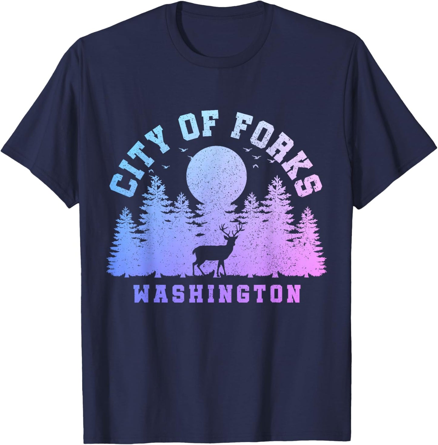 City Of Forks Washington Deer Nature Hiking Camping Pride T-Shirt - T-Shirt | Navy