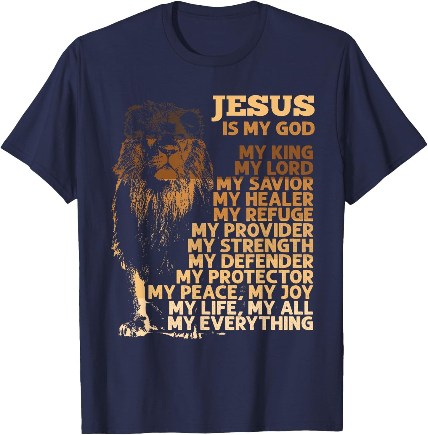 Jesus Is My God My King Black History Month BLM Melanin Lion T-Shirt - T-Shirt | Navy