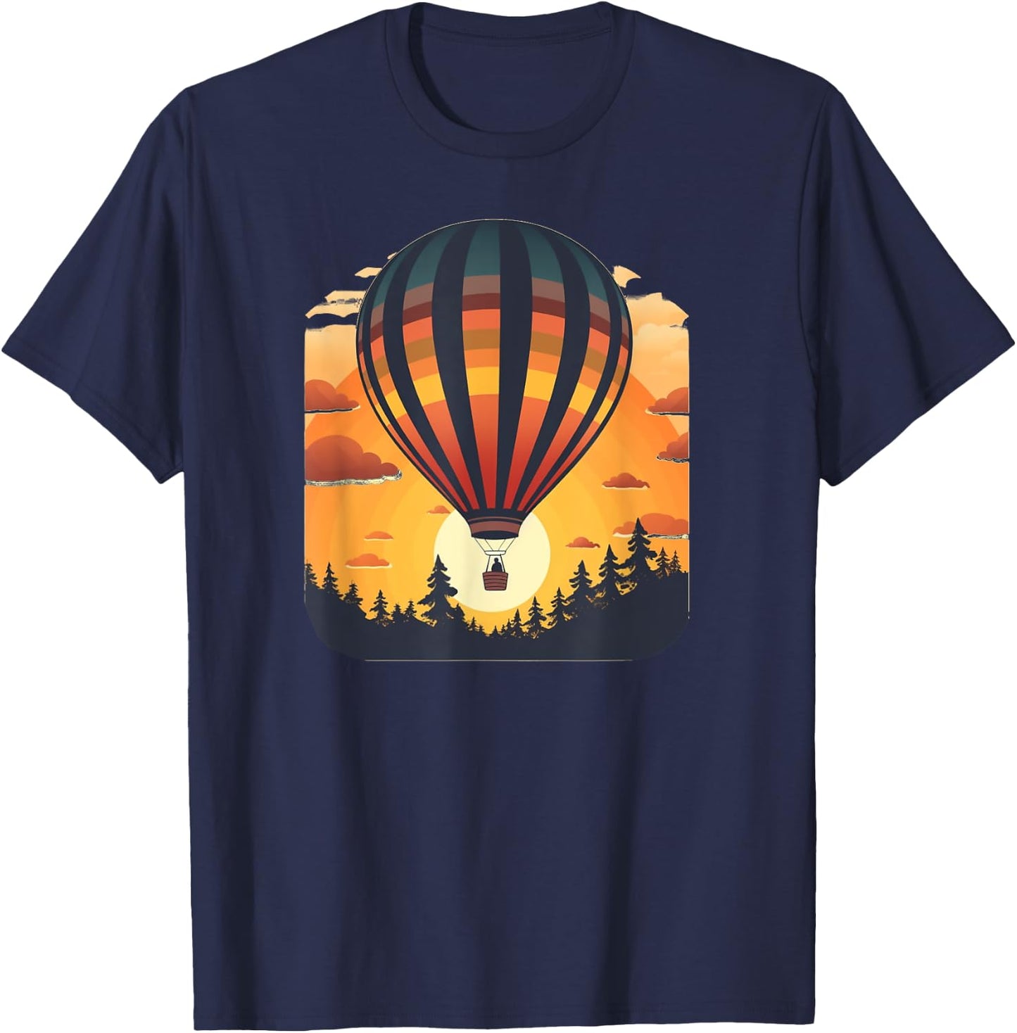 Wilderness Adventures with Sunset and hot Air Balloon T-Shirt - T-Shirt | Navy