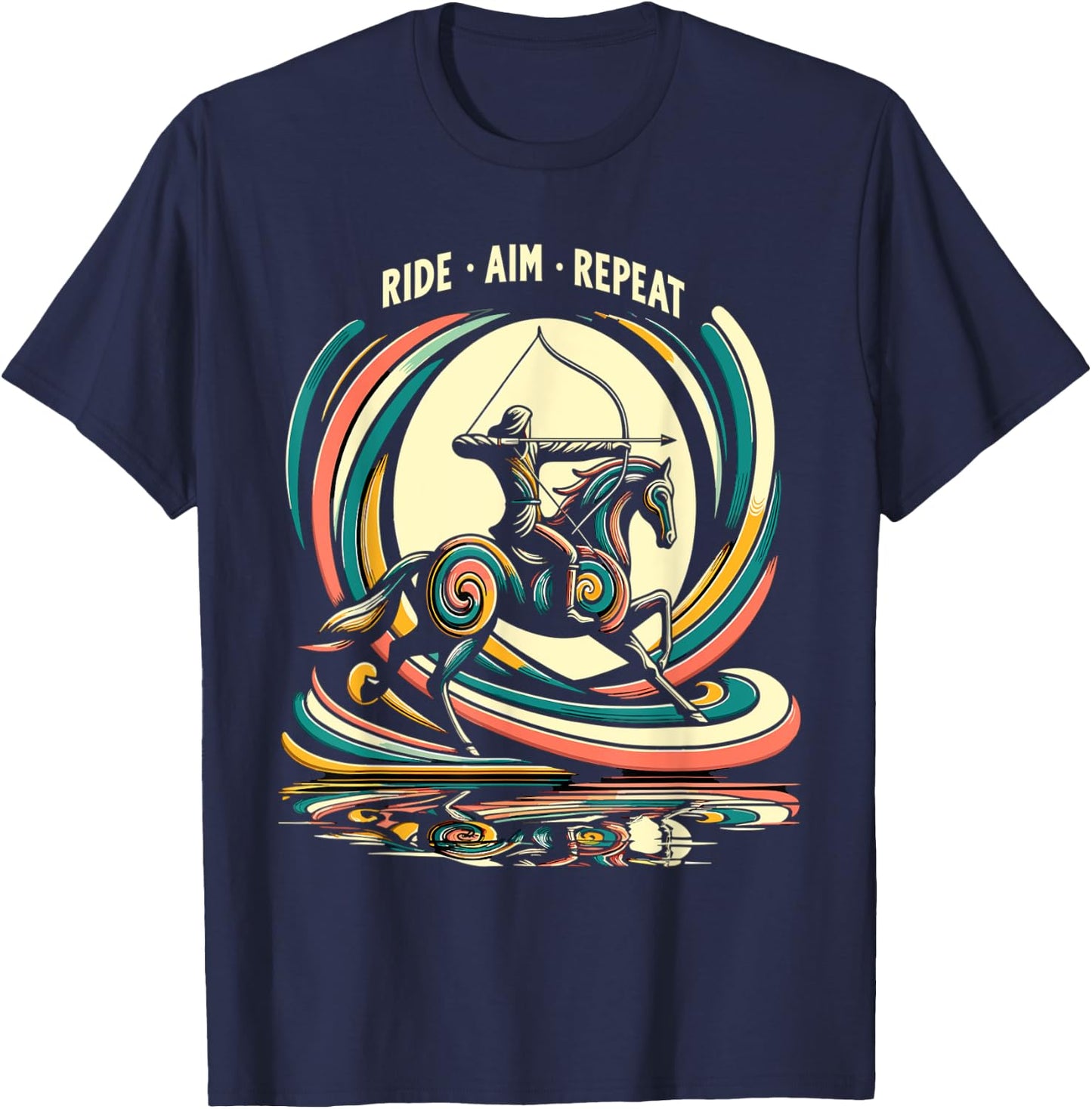 Retro Horse Rider Mounted Archery T-Shirt - T-Shirt | Navy