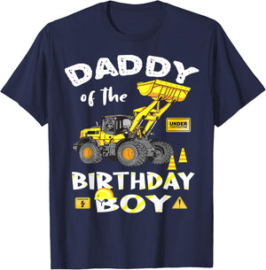 Daddy of The Birthday Boy Construction Birthday Yellow Truck T-Shirt - T-Shirt | Navy