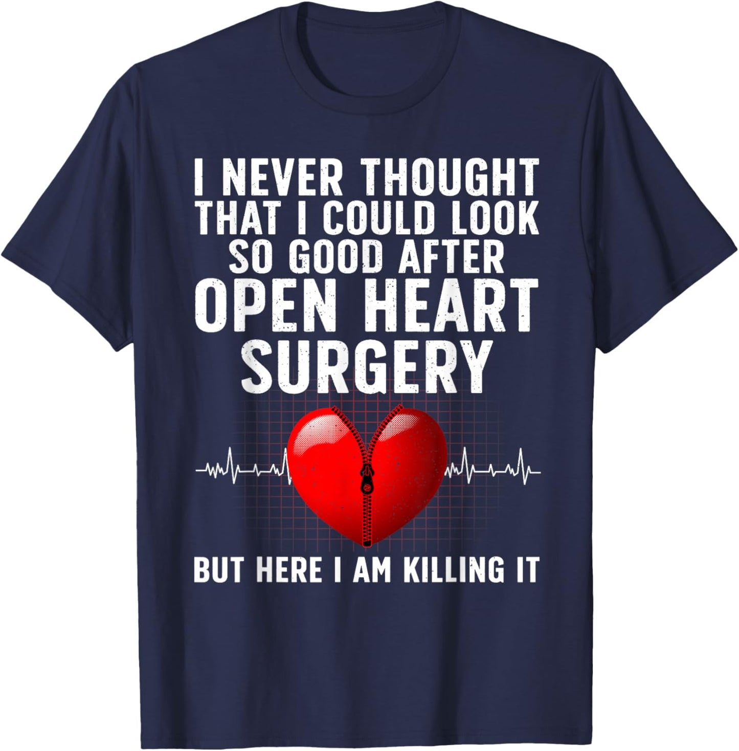 Open Heart Surgery Art Women Heart Patient Operation T-Shirt - T-Shirt | Navy
