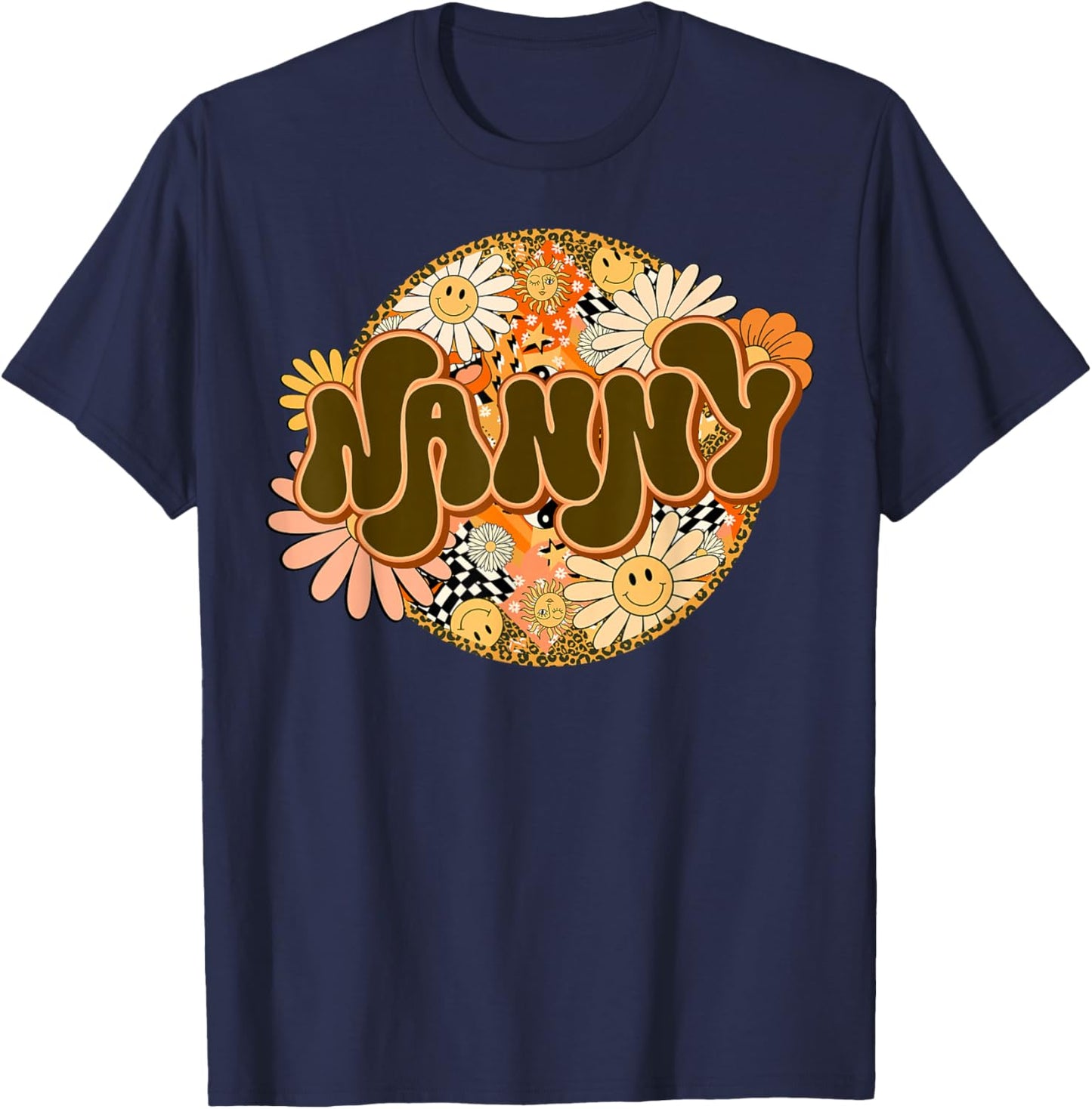 Dope Nanny Girls & Women Cute Daycare Provider Queen Groovy T-Shirt - T-Shirt | Navy