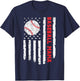 Baseball Mama USA American Flag Patriotic Mom Mother's Day T-Shirt - T-Shirt | Navy
