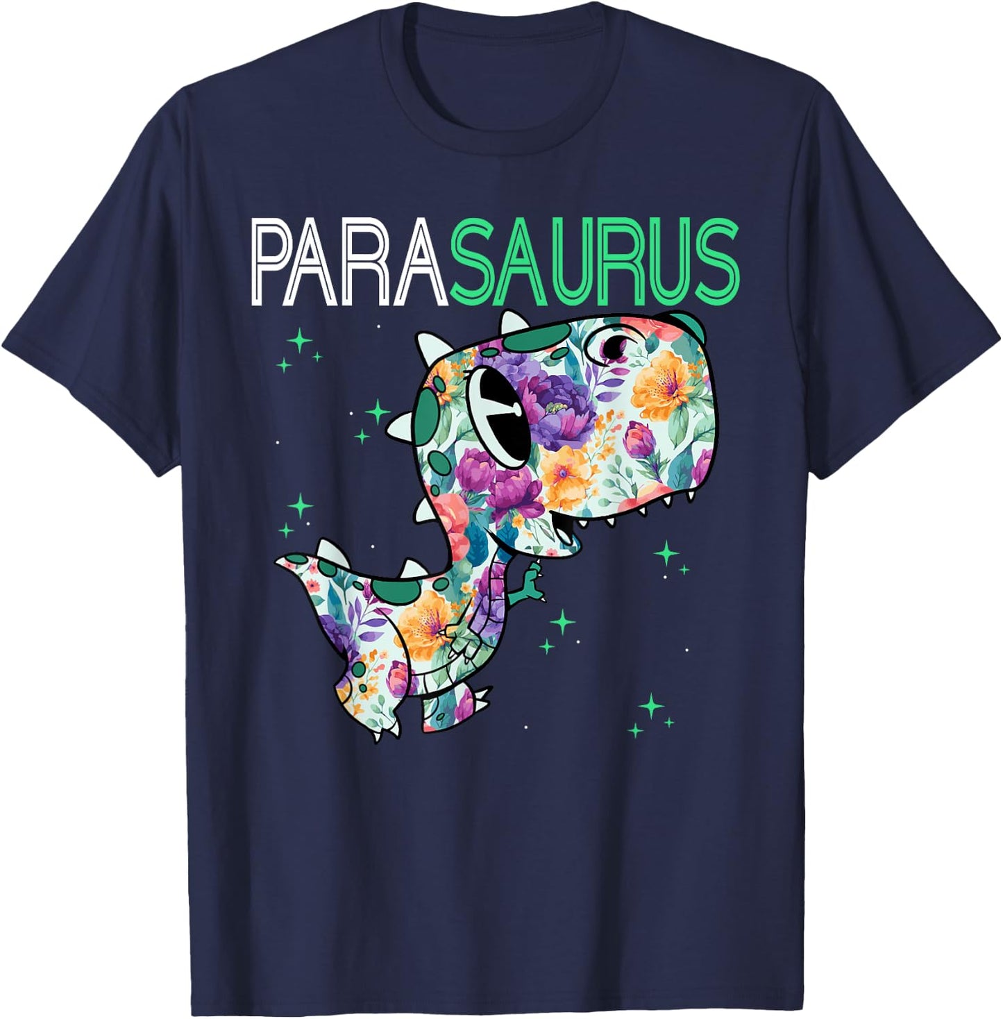 Dino Para Professional Teacher Collection T-Rex Dinosaur Paraeducator Assistant Teacher T-Shirt - T-Shirt | Navy