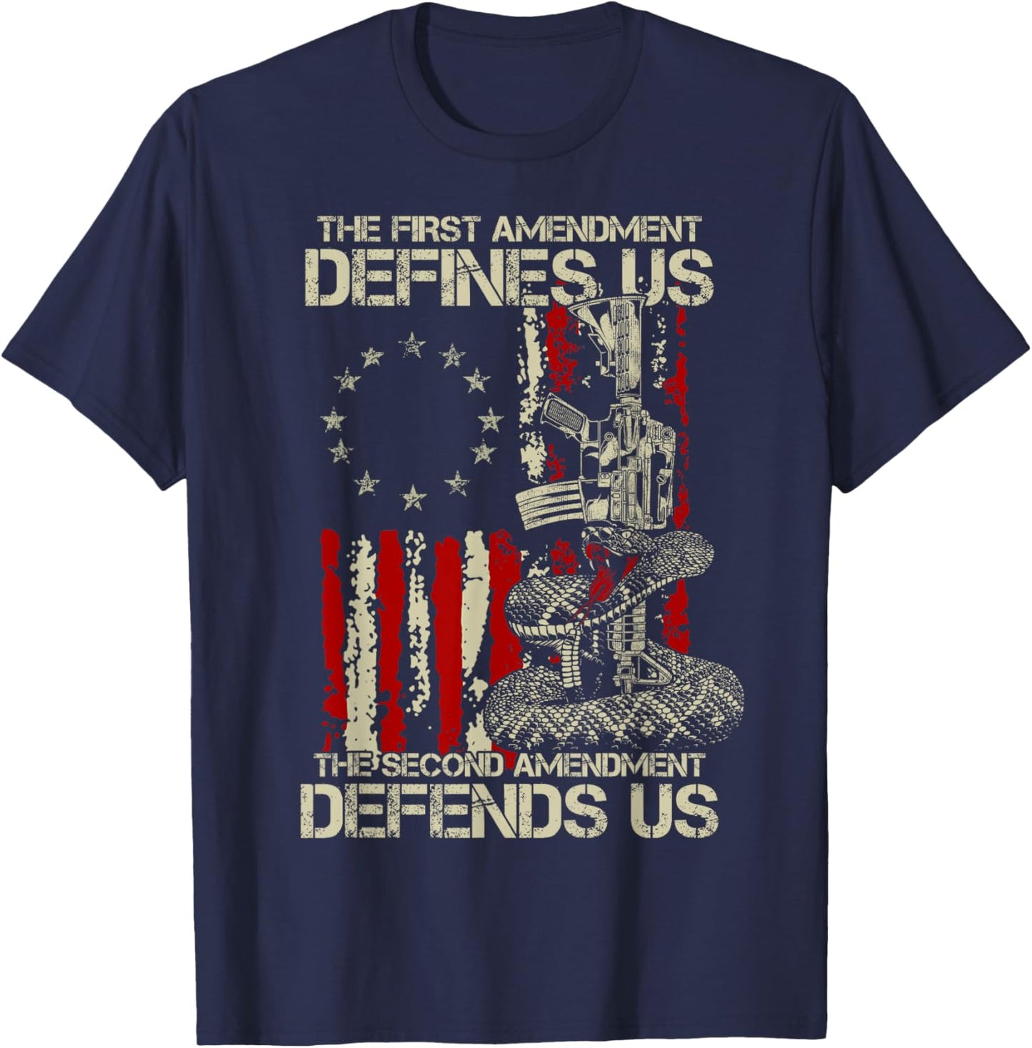 The First Amendment defines us American Flag T-Shirt - T-Shirt | Navy